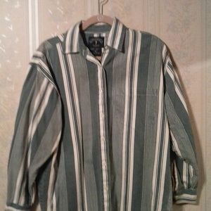 MEN'S SOLUTIONS BLUE/WHITE STRIPED BUTTON DOWN TOP